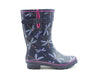 HEAVENLY FEET MARVELWomen's Navy/Pink Dragonfly Print Wellingtons with fleece lining