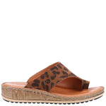 HUSH PUPPIES WOMENS Tan Leopard Print Leather ELISSA Toe-Post Sandal