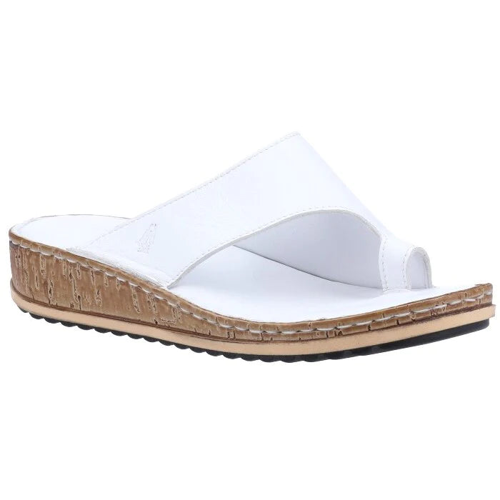 HUSH PUPPIES WOMENS White Leather ELISSA Toe-Post Sandal