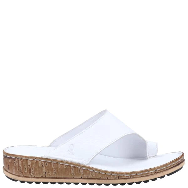 HUSH PUPPIES WOMENS White Leather ELISSA Toe-Post Sandal