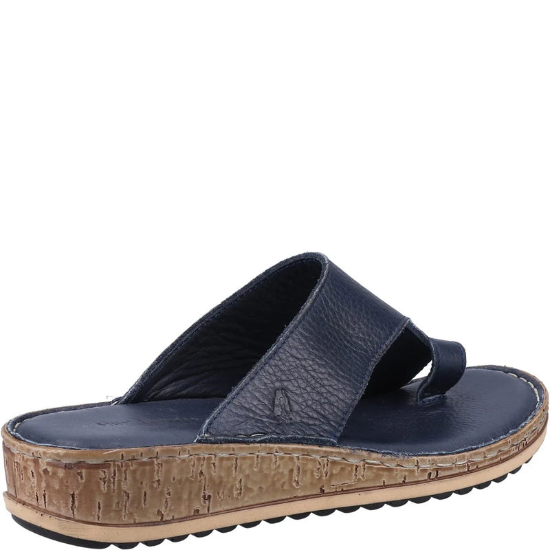 HUSH PUPPIES WOMENS Navy Leather ELISSA Toe-Post Sandal