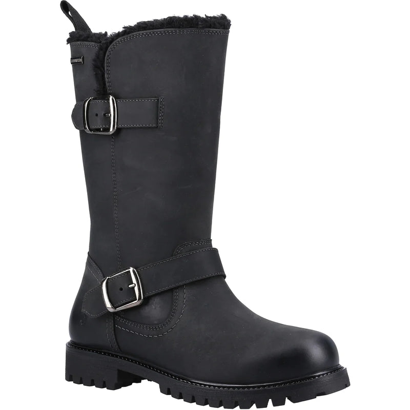 HUSH PUPPIES KIDS MINI WINNIE Girl's Black Leather Waterproof Boot