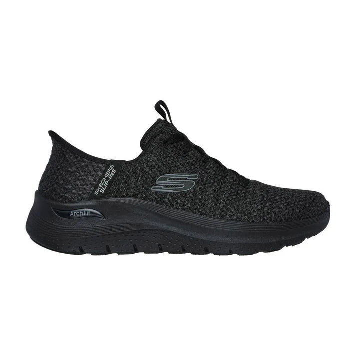 SKECHERS MENS 232462 BBK Archfit Look Ahead Black SLIP IN Trainers