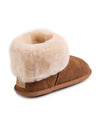 BEDROOM ATHLETICS WOMENS LAUREN Tan Sheepskin Bootee Slipper