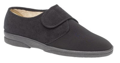 SLEEPERS MENS MS464A ARTHUR Black Strech/Lycra Velcro Slipper