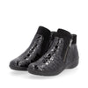 REMONTE WOMENS R7677-03 Black Patent Croc Ankle Boot