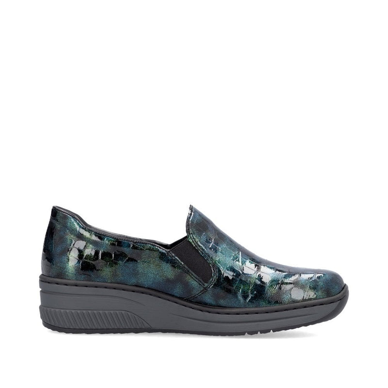 RIEKER WOMENS 48752-92 WONDER Green Patent Croc Slip-on Shoes