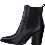 TAMARIS WOMENS 25068-41 BLACK Leather Heeled Western Ankle Boot