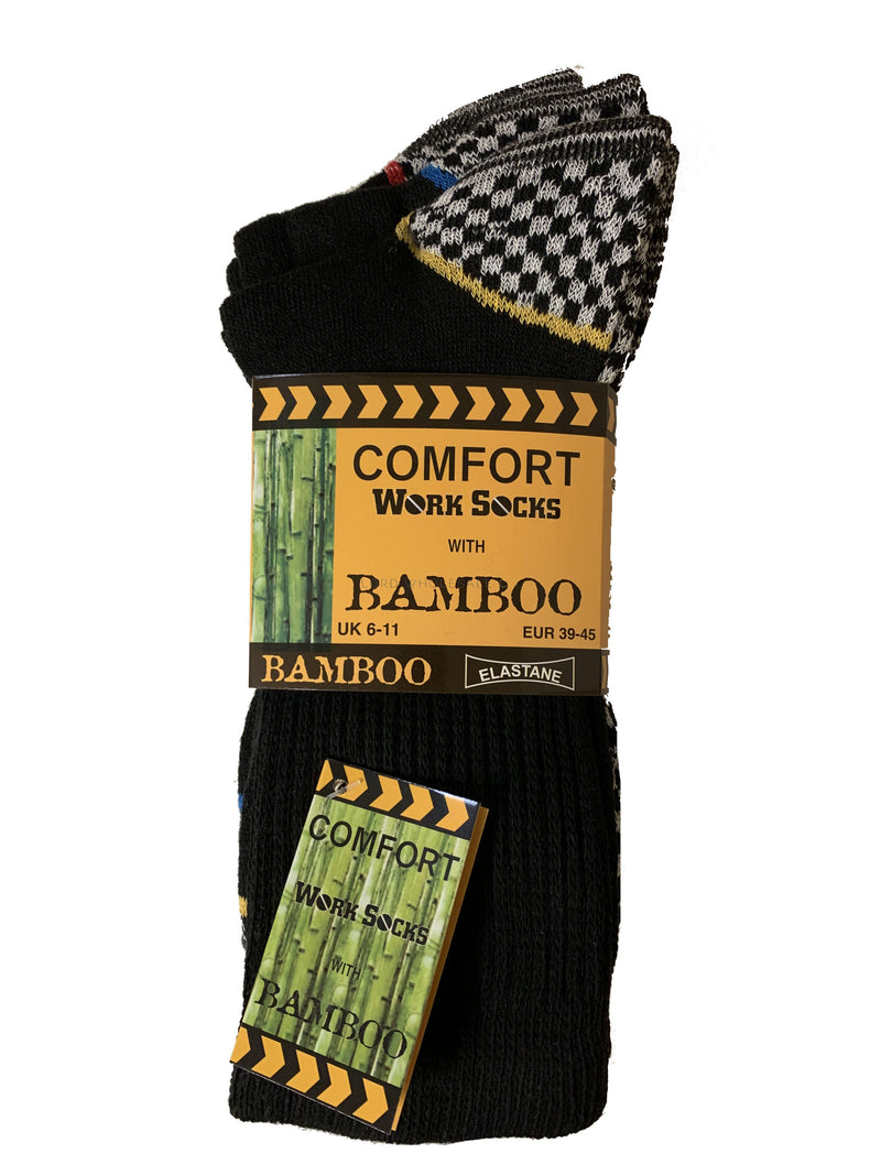 Mens Bamboo Sole Comfort Fit Work Sock 3 Pair Pack