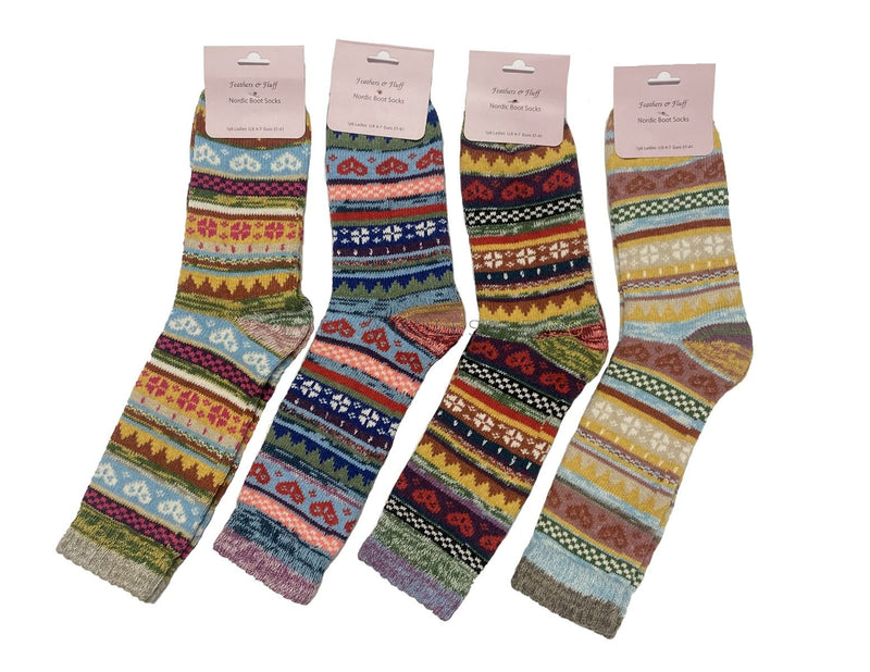 WOMENS SOCKS  Nordic Design Short Wool Blend Boot Socks by Feathers & Fluff