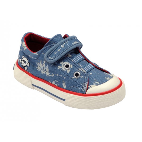 STARTRITE KIDS 6852-2 TREASURE MAP  Boys Blue Canvas Shoe