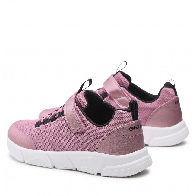 GEOX KIDS J16DLB J ARIL Girl's Rose Glitter/Black Mesh Trainer