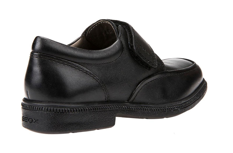 GEOX J54D1A J Federico Black Leather Velcro Fastening Shoe