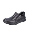 RIEKER MENS 14850-00 TURIN Black Leather TEX Slip-On Shoe Wide Fit