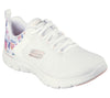 SKECHERS WOMENS 149586/WMLT FLEX APPEAL - Let It Blossom White Lace Up Trainer