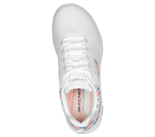 SKECHERS WOMENS 149586/WMLT FLEX APPEAL - Let It Blossom White Lace Up Trainer