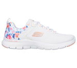 SKECHERS WOMENS 149586/WMLT FLEX APPEAL - Let It Blossom White Lace Up Trainer