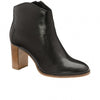 RAVEL WOMENS FOXTON  Black Leather Western Style Heeled Ankle Boot