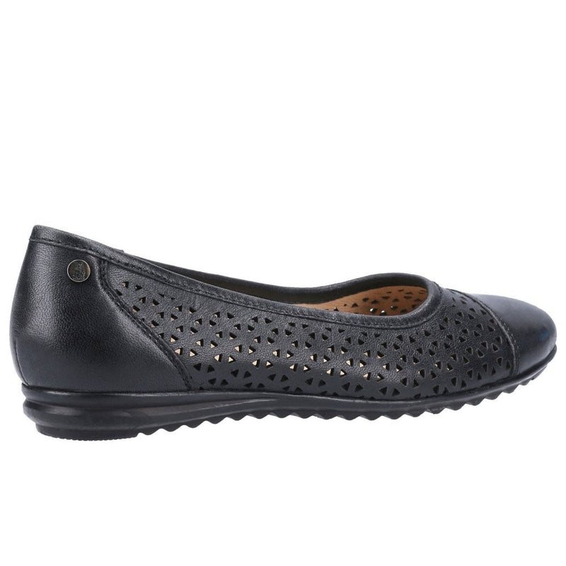 HUSH PUPPIES WOMENS LEAH Black Leather Ballerina Pump