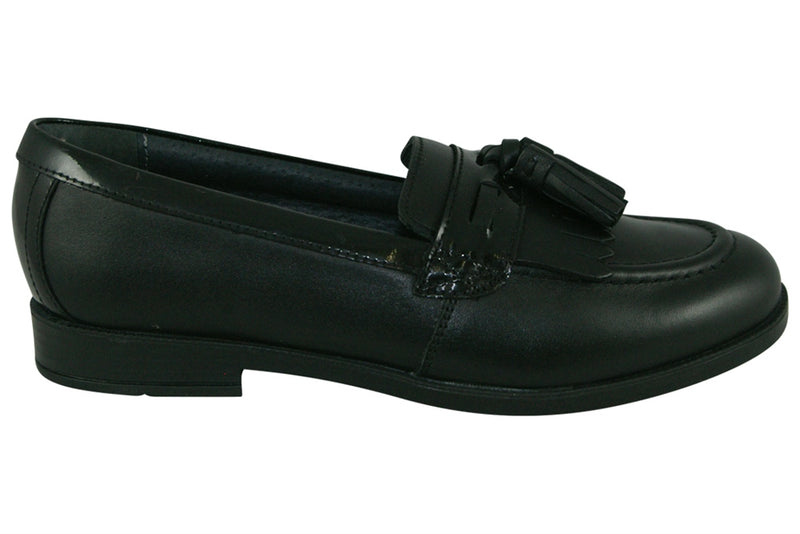 STARTRITE KIDS 2757-7 Loafer Pri Girls Black Leather/ Patent  Shoe (F)