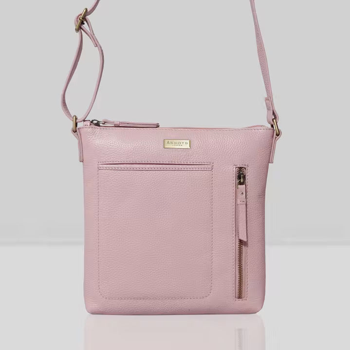 ASSOTS LONDON 'EDITH' Pastel Pink Pebble Grain Leather Crossbody bag