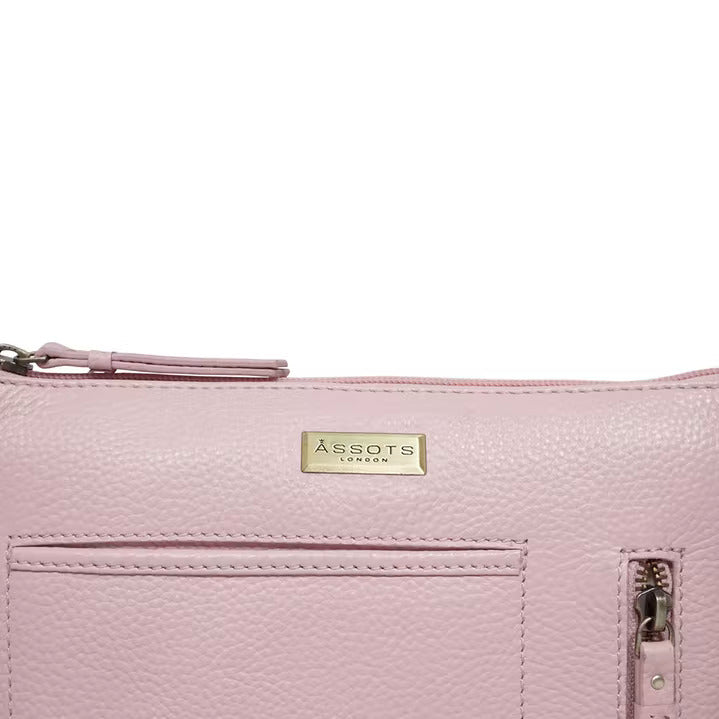 ASSOTS LONDON 'EDITH' Pastel Pink Pebble Grain Leather Crossbody bag