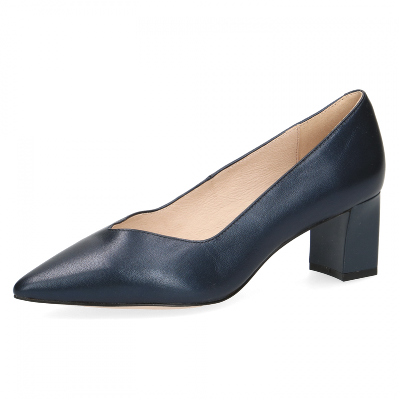 CAPRICE WOMENS 22408/28 807 Navy Pearl Leather Court Shoe