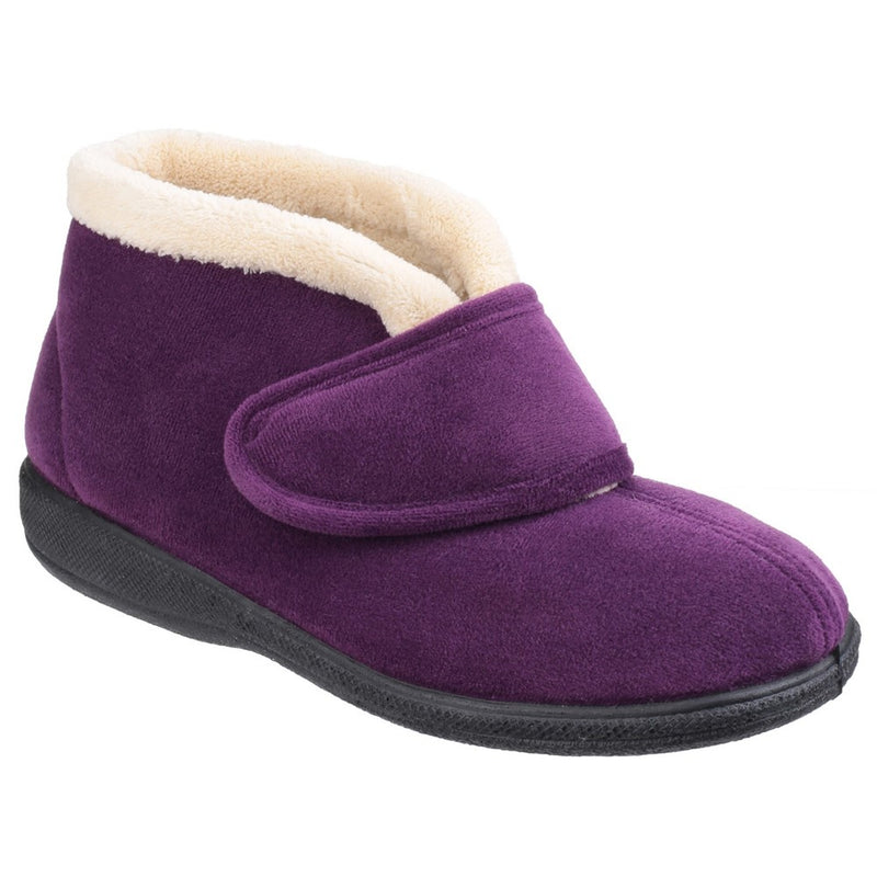 FLEET&FOSTER LEVITT Plum Velcro Fastening Women's Bootee Slipper