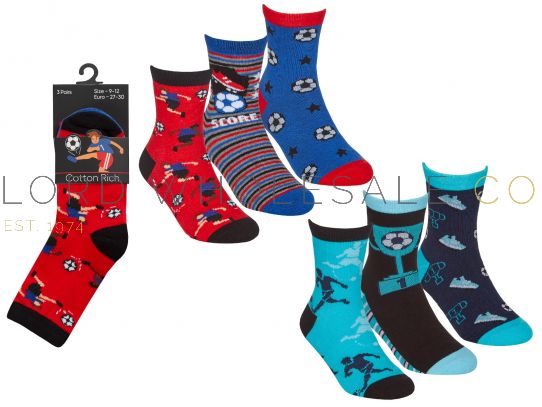 Older Children's Boys Cotton Rich Assorted Football Socks