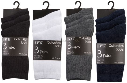 KIDS SOCKS  -  BAY 6 Cotton Rich School Socks  BLACK