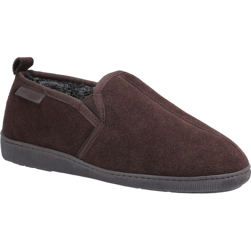 HUSH PUPPIES MENS ARNOLD Brown Suede Full Gusset Slipper