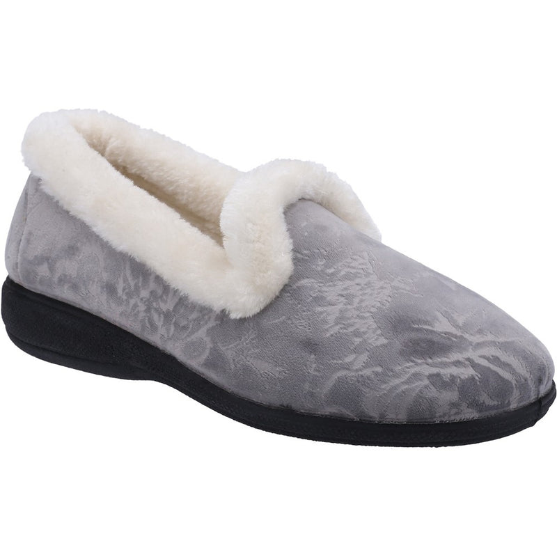 FLEET & FOSTER Adelaide GREY Ladies Memory Foam Full Slipper