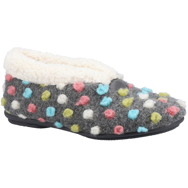 FLEET & FOSTER Womens SNOWBERRY Grey/Multi Polkadot Full Slipper