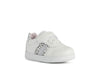 GEOX KIDS B251WC B DJROCK White/Silver Leather Velcro Sneaker