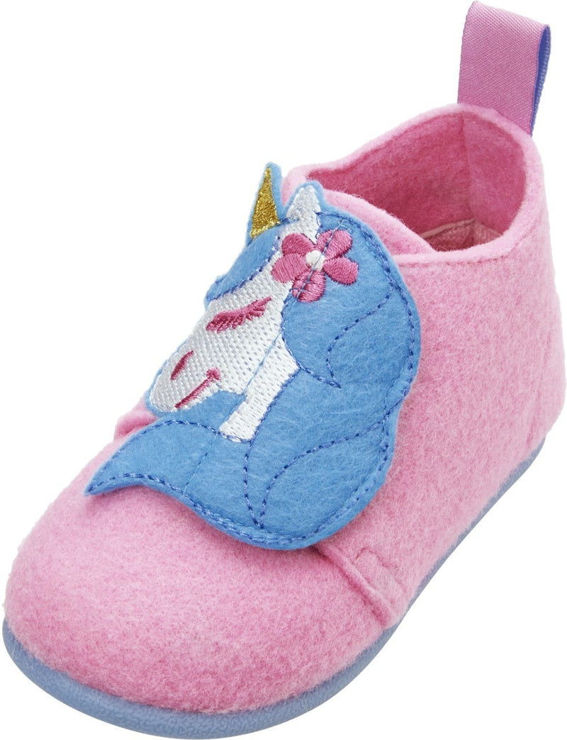 PLAYSHOES KID'S 201613 Light Pink UNICORN Felt Slippers