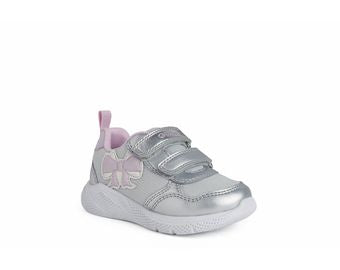 GEOX KIDS B254TA SPRINTEY Silver/Pink Velcro Trainer