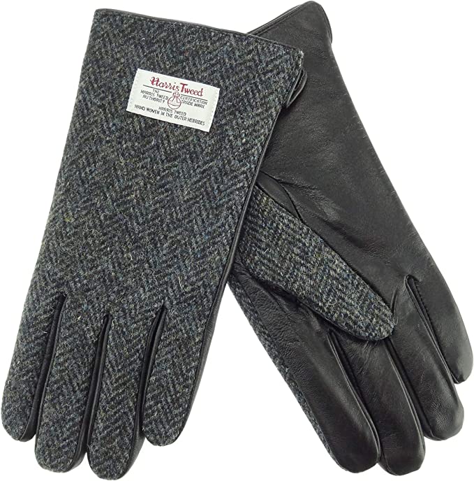 ISLANDER(Snowpaw) 9002BLWHBMOM Men's HARRIS TWEED/Leather Gloves