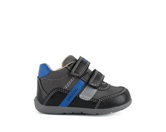 GEOX KIDS B041PA B ELTHAN Toddler Boy's Black/Royal Leather Bootee