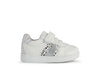 GEOX KIDS B251WC B DJROCK White/Silver Leather Velcro Sneaker