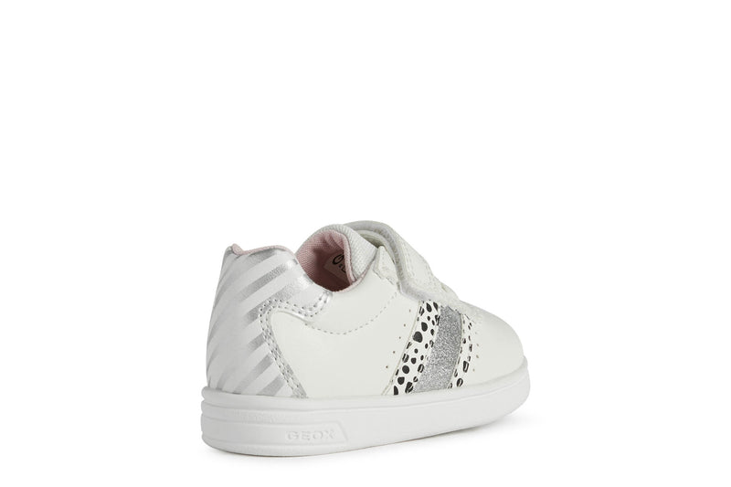 GEOX KIDS B251WC B DJROCK White/Silver Leather Velcro Sneaker