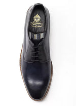 BASE LONDON MENS TC01 SCRIPT Washed Navy Leather Lace-Up Shoe