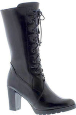 CAPOLLINI WOMENS G564 ELORA Black Leather 3/4 Boot with lace-Up detail