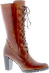 CAPOLLINI WOMENS G565 ELORA Tan Leather 3/4 Boot with Lace-Up detail