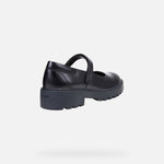 GEOX KIDS J6420P J Casey Girls Black Leather Dolly Shoe