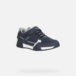 GEOX KIDS J046NA J ALFIER Navy/Grey Combination Velcro Trainer