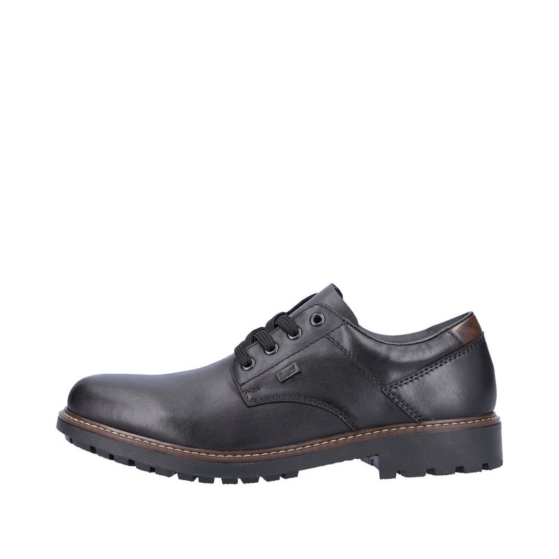 RIEKER MENS F4611-00 ROCKY Black Leather TEX Lace-Up Shoe