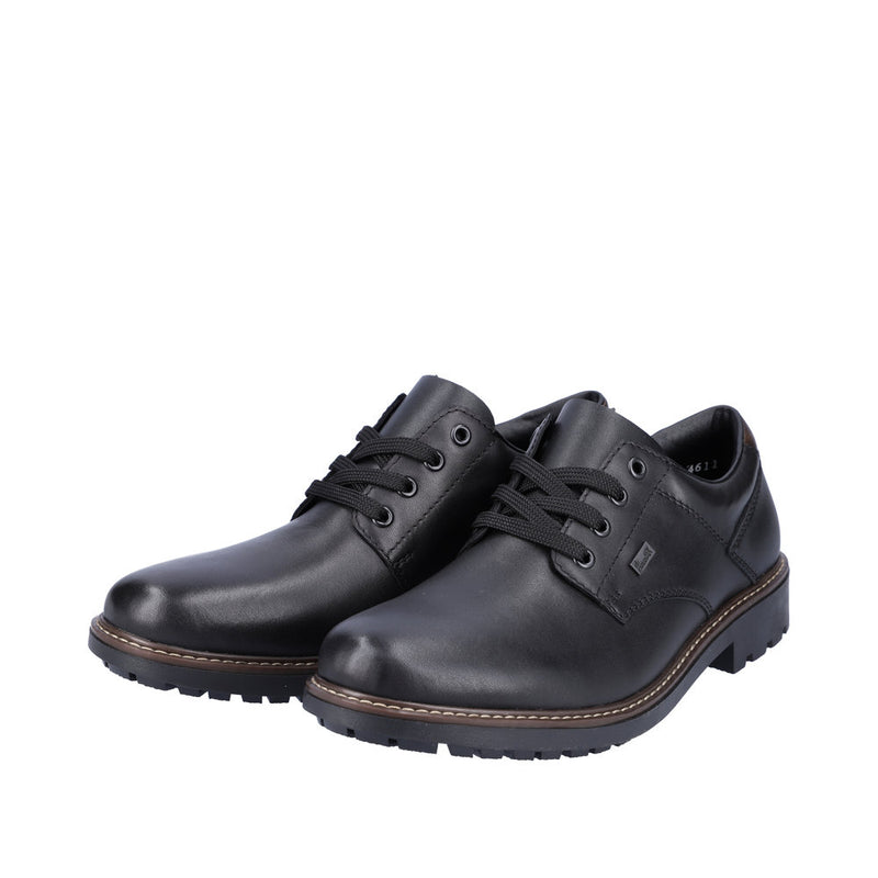 RIEKER MENS F4611-00 ROCKY Black Leather TEX Lace-Up Shoe