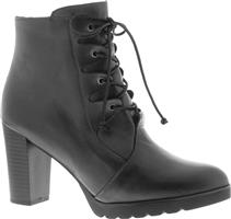 CAPOLLINI G554 DARCEY Black Leather Lace Up Ankle Boot