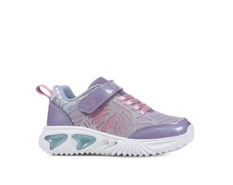 GEOX KIDS J ASSISTER Girl's Lt Violet/Watersea Velcro Light Up Trainer