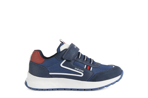 GEOX KIDS J25GMB J BRIEZEE Navy/Red Velcro Trainer